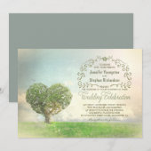 Oude boom hart rustieke bruiloft uitnodigingen (Voorkant / Achterkant)