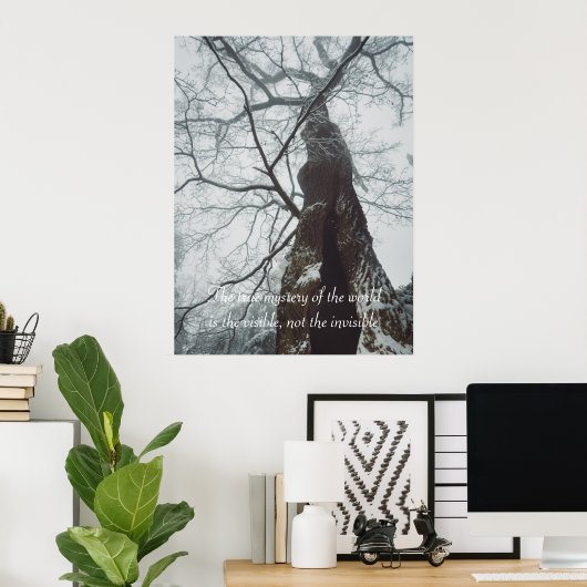 Oude boom in een Misty Forest Poster (Thuiskantoor)