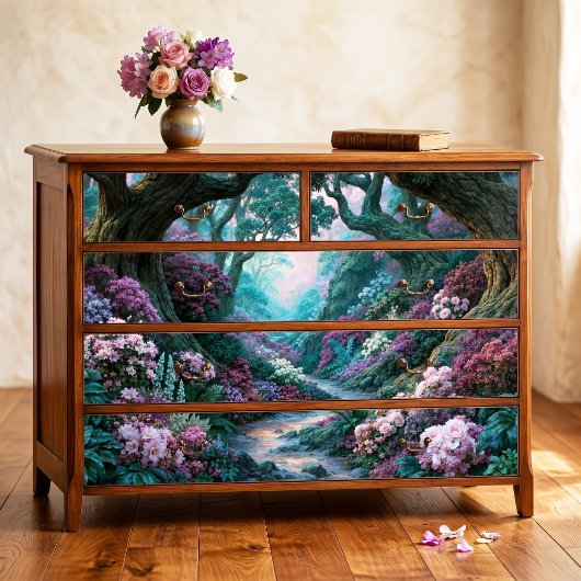 Oude Boom Magenta Bloemige Bos Decoupage Tissuepapier