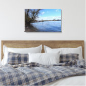 Oude boom op de rivieroever van Nierstein in Duits Canvas Afdruk (Insitu (Slaapkamer))