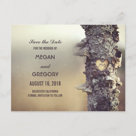 Oude boom rustiek Save the date Aankondigingskaart (Voorkant)