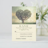 Oude boom rustieke land bruiloft RSVP kaarten Kaartje (Staand voorkant)