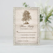 oude boom rustieke land bruiloft RSVP Kaartje (Staand voorkant)