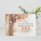 Oude boom rustieke land bruiloft uitnodigingen (Staand voorkant)