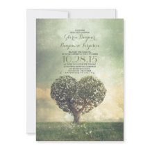 Oude boom rustieke land bruiloft uitnodigingen