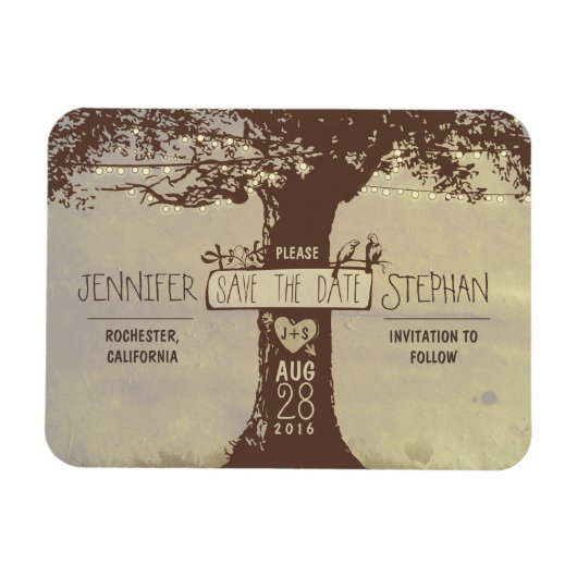 Oude boom string lichten opslaan de datum magneten (Horizontaal)