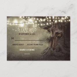 oude boom string lichten rustieke bruiloft RSVP ka Kaartje