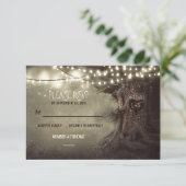 oude boom string lichten rustieke bruiloft RSVP ka Kaartje (Staand voorkant)