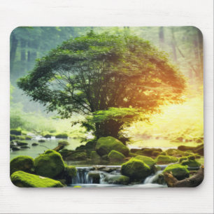 Oude Boom van het Leven Vreedzame Natuur Fantasy W Muismat