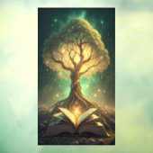 Oude boom van kennis met gloeiende wortels raamsticker (Vel 3)