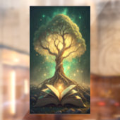 Oude boom van kennis met gloeiende wortels raamsticker (Vel 2)