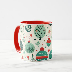 Oude Boomornamenten Patroon Retro Kerstmis Mok