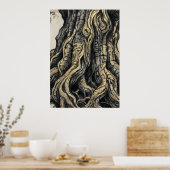Oude Boomstam Ets Poster | Gedetailleerde Natuur (Keuken)