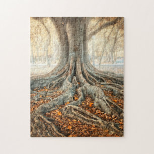 Oude boomwortels legpuzzel