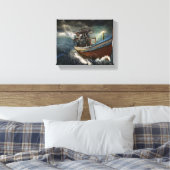 Oude boot in storm canvas afdruk (Insitu (Slaapkamer))
