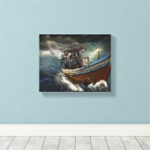 Oude boot in storm canvas afdruk (Insitu (Houten vloer))