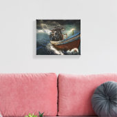 Oude boot in storm canvas afdruk (Insitu (Woonkamer))