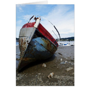 Oude boot in Wales UK kaart