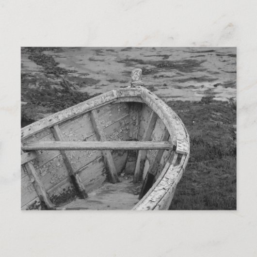 Oude boot in zwart-wit briefkaart (Voorkant)