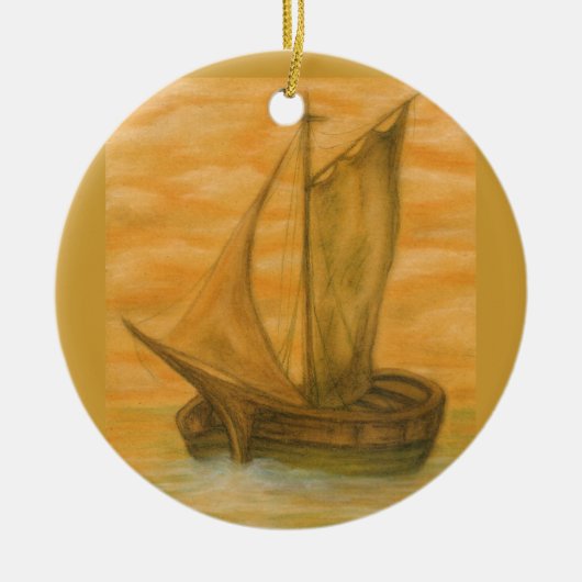 Oude boot keramisch ornament (Voorkant)