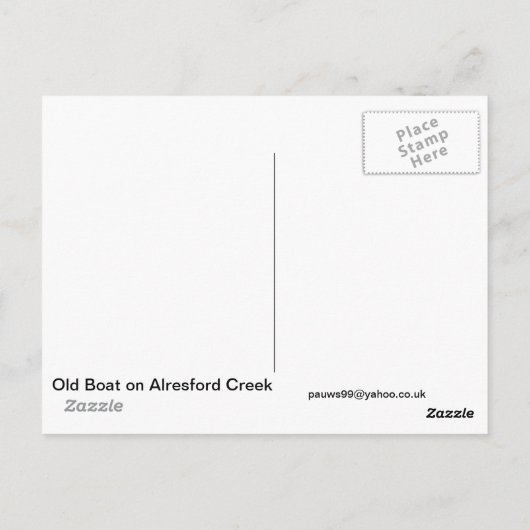 Oude boot op Creek Briefkaart (Achterkant)