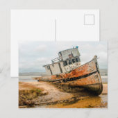 Oude boot / schip Schipbreuk op het strand Briefkaart (Voorkant / Achterkant)