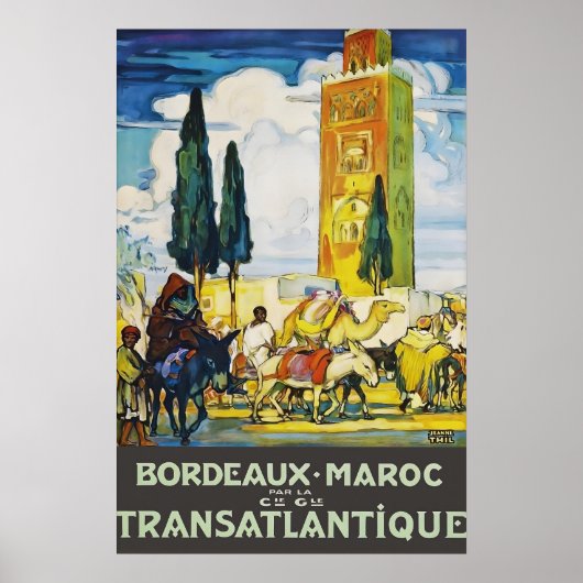 Oude Bordeaux Marokko Reisposter Print (Voorkant)