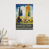Oude Bordeaux Marokko Reisposter Print (Keuken)