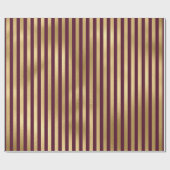 Oude bordeauxrode en gouden strepen cadeaupapier (Vlak)