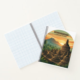Oude Borobudur Tempel Indonesië Zonsopgang Reizen Notitieboek