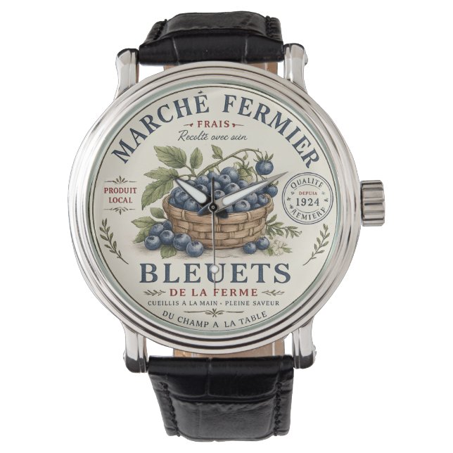 Oude Bosbessen Label Horloge (Voorkant)