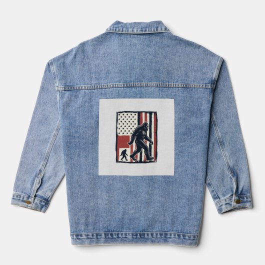 Oude bosdier vlag vector shirt ontwerp_1 denim jacket (Achterkant)