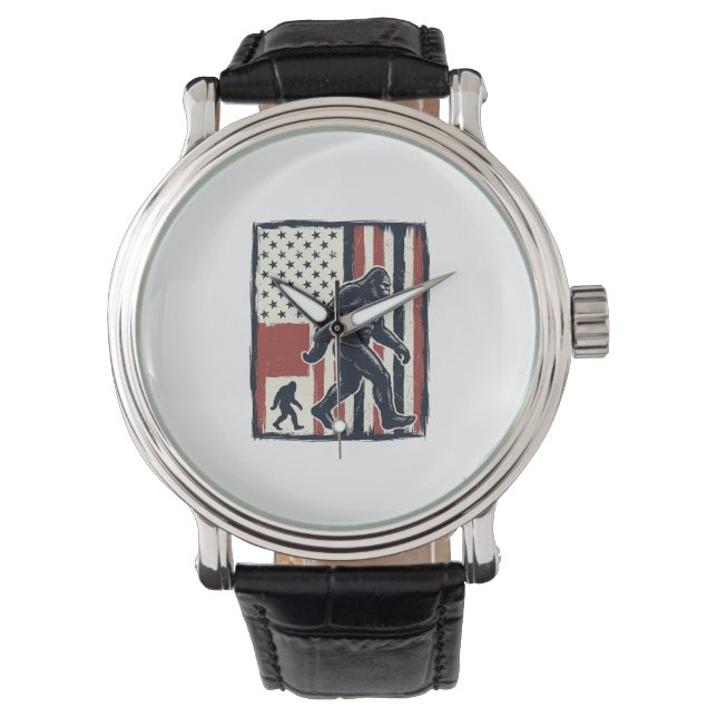 Oude bosdier vlag vector shirt ontwerp_1 horloge (Voorkant)
