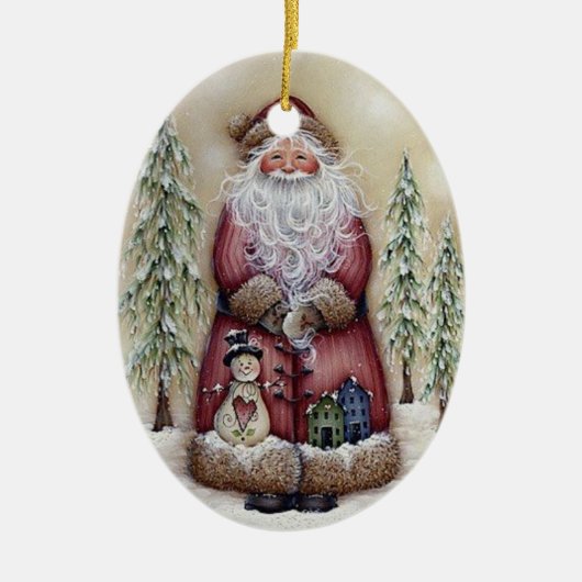 Oude  boskerstkerstsierooster keramisch ornament (Voorkant)