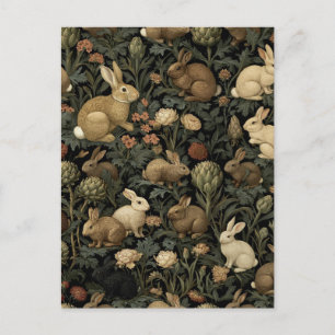 Oude boskonijnpatroon donkere botanische stijl briefkaart