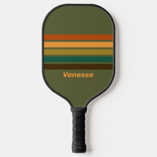 Oude Bosmoeras over Strepen met Naam Pickleball Paddle (Voorkant)