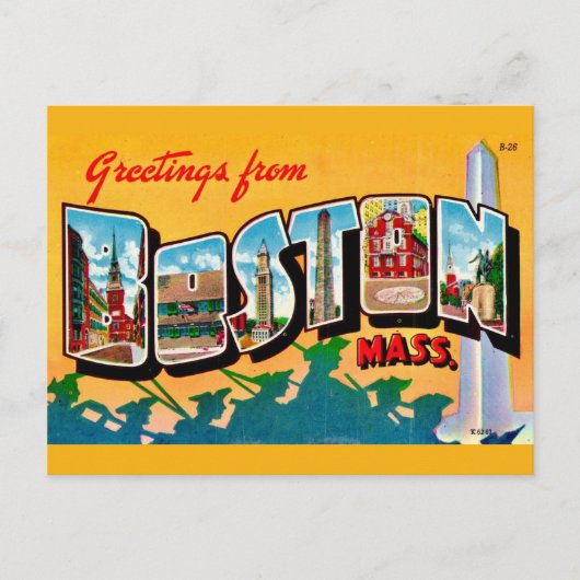 Oude Boston Groet Ansichtkaart Briefkaart (Voorkant)