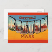 Oude Boston Groet Briefkaart (Voorkant / Achterkant)