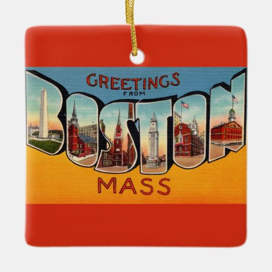 Oude Boston Groet Keramisch Ornament (Voorkant)