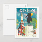 Oude Boston Reisposter Briefkaart (Voorkant / Achterkant)
