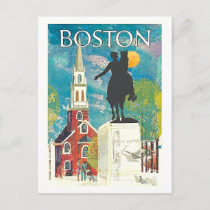 Oude Boston Reisposter Briefkaart