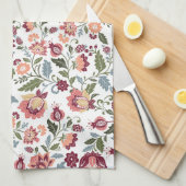 Oude botanische blad- en bloemontwerpen theedoek (Quarter Fold)