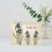 Oude botanische blauwe baardirissen dank je wel briefkaart (Staand voorkant)