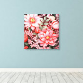 Oude botanische bloeiende bloementuin canvas afdruk (Insitu (Houten vloer))