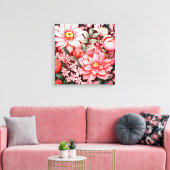 Oude botanische bloeiende bloementuin canvas afdruk (Insitu (Woonkamer))