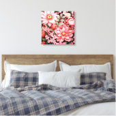 Oude botanische bloeiende bloementuin canvas afdruk (Insitu (Slaapkamer))