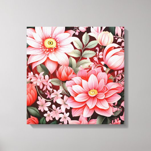Oude botanische bloeiende bloementuin canvas afdruk (Voorkant)
