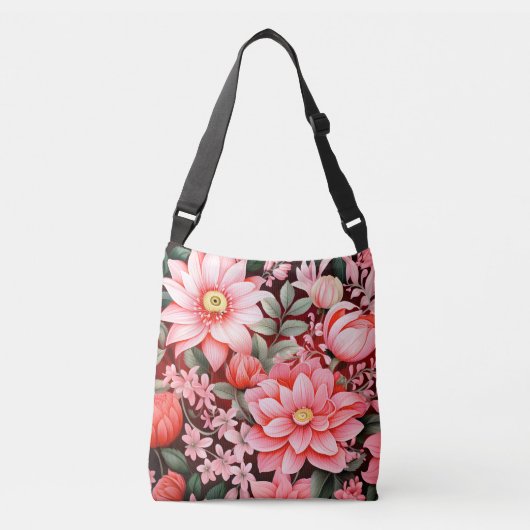 Oude botanische bloeiende bloementuin crossbody tas (Voorkant)