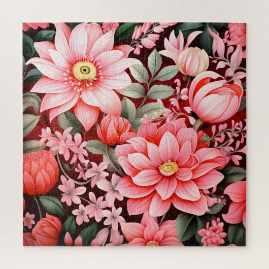 Oude botanische bloeiende bloementuin legpuzzel (Verticaal)