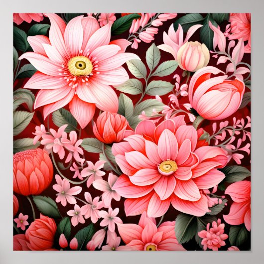 Oude botanische bloeiende bloementuin poster (Voorkant)